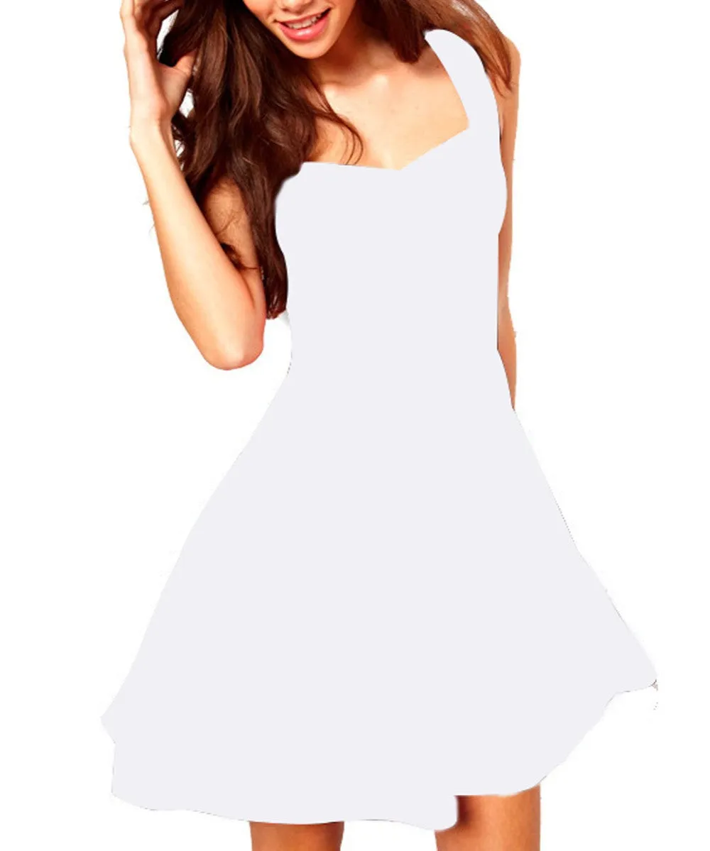2017 Fashion Vintage Prom Dresses Solid Casual Elegant Dresses Women Sleeveless Party Skater