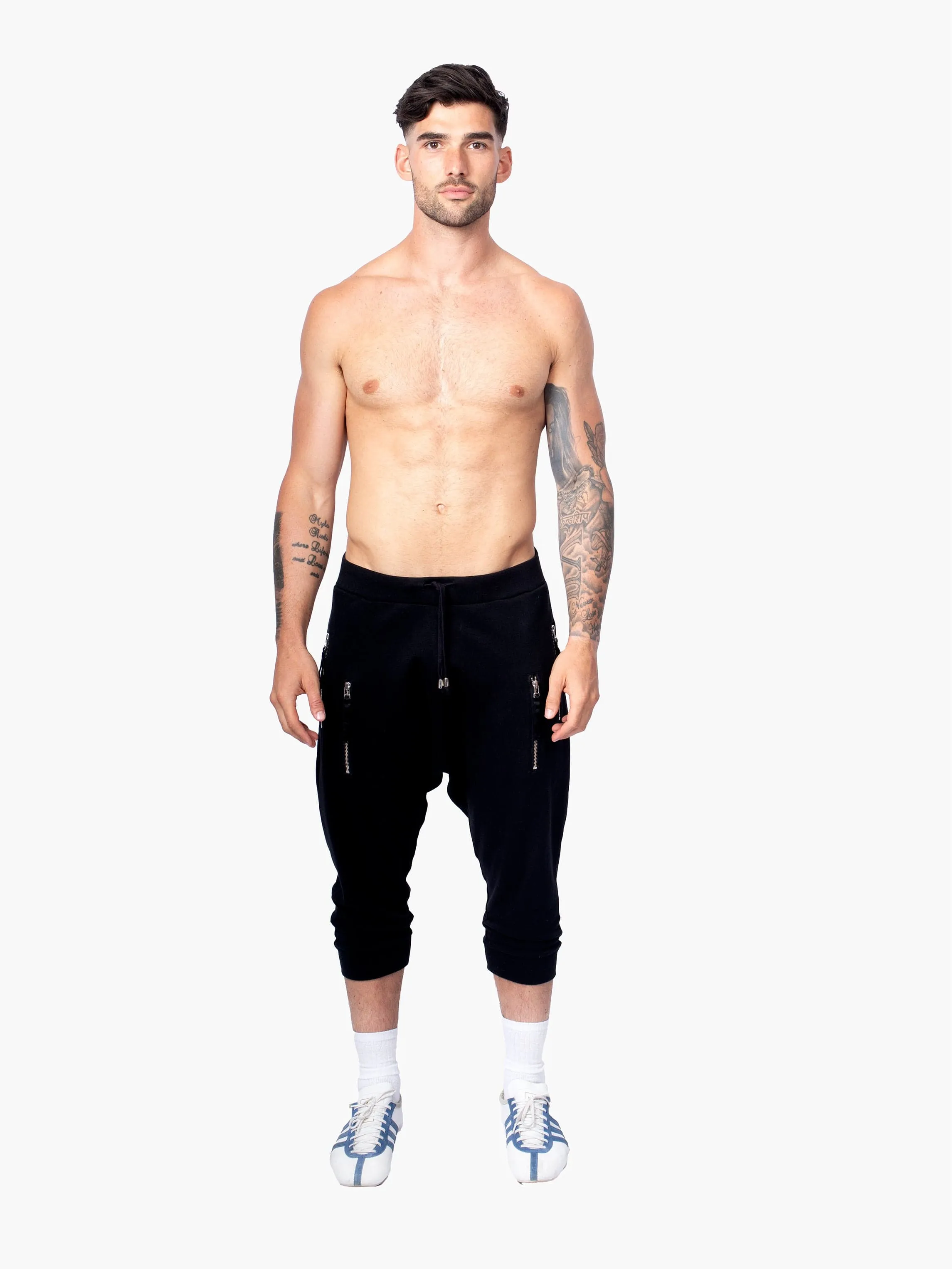 3/4 Length Joggers With Double Zips