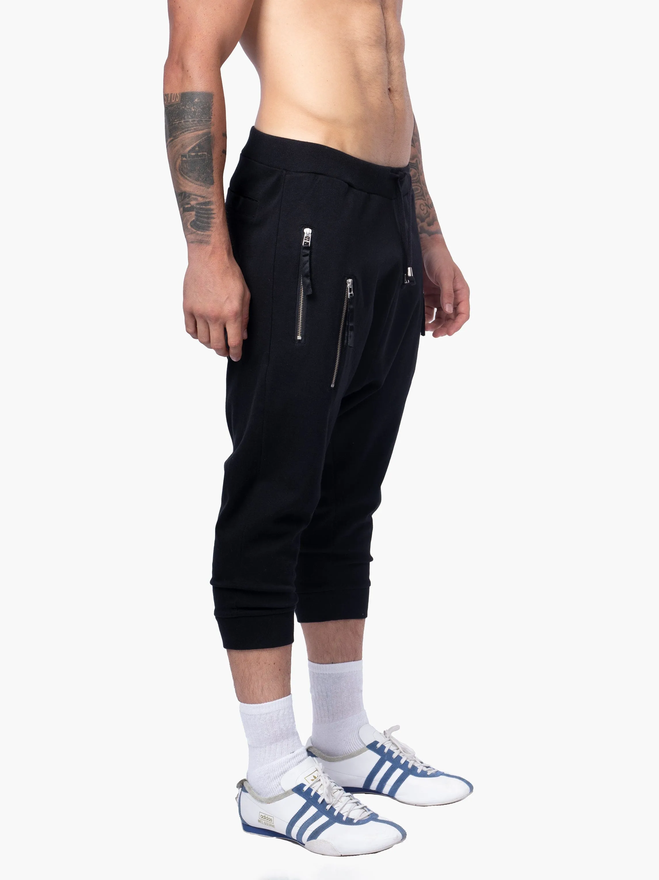 3/4 Length Joggers With Double Zips