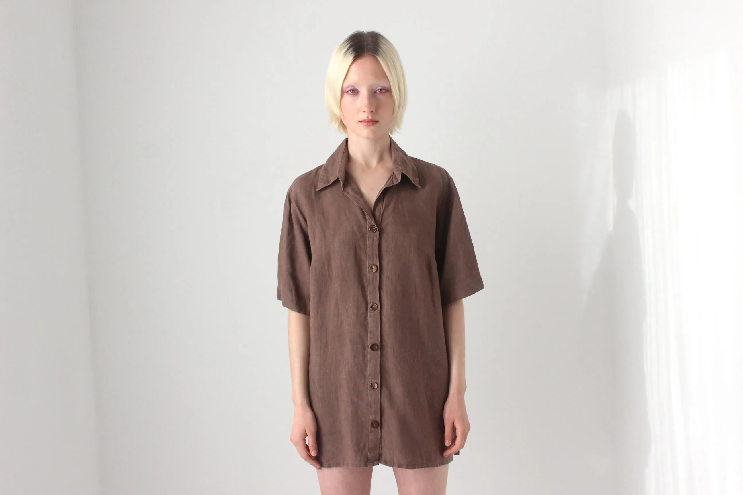 90s Italian Linen Quality Boxy Shirt