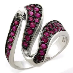 925 Sterling Silver Ring AAA GRD CZ Siam LOAS1082 for Women Style BlackIon