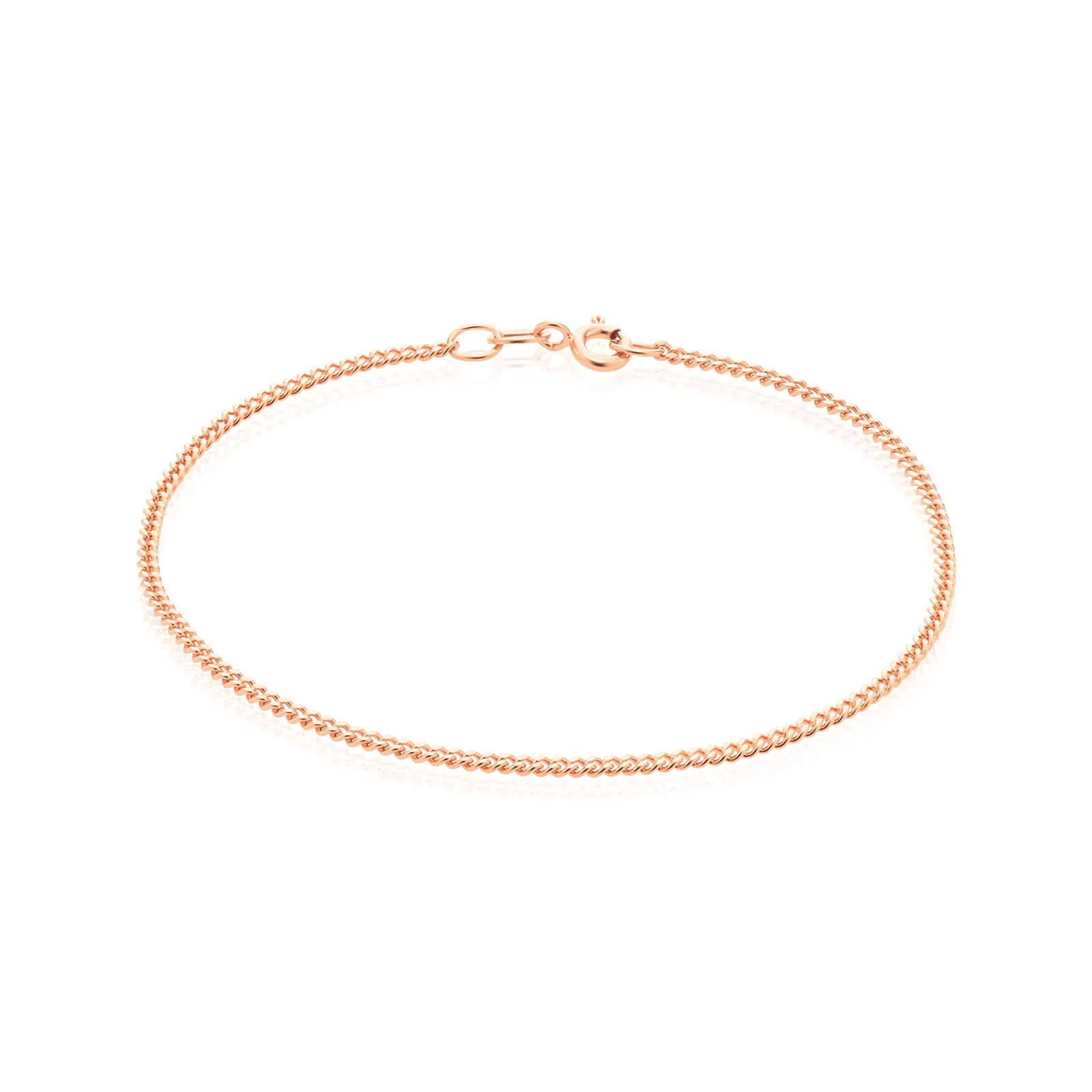 9ct Rose Gold 19cm Curb 50 Gauge Diacut Bracelet