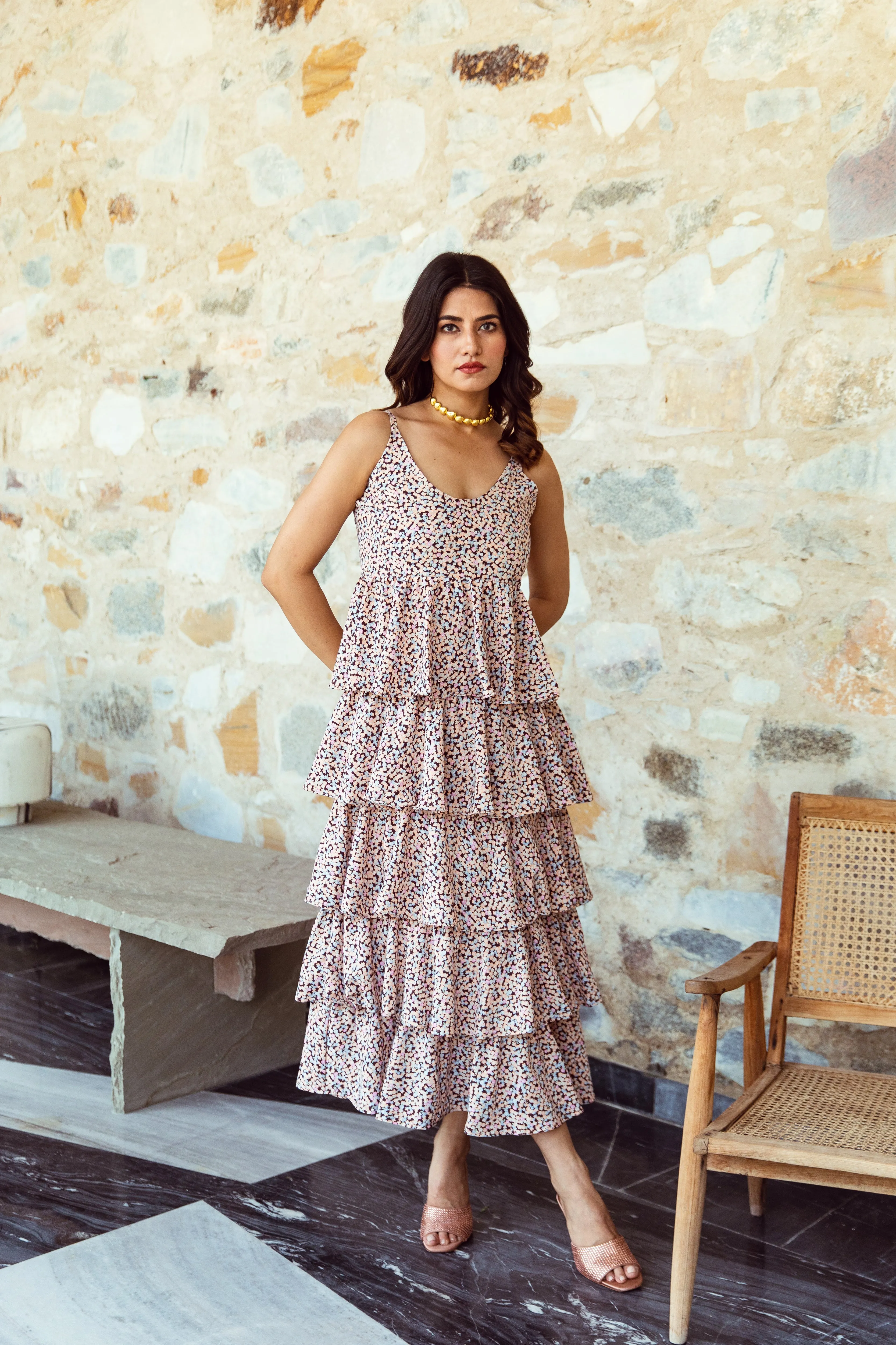 Anastasia Pink Tiered Dress - Vacation Wear