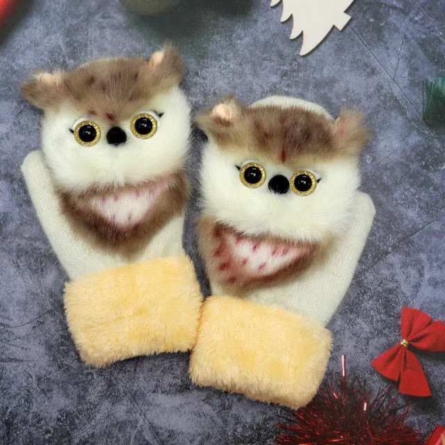 Animal Panda Raccoon Design Warm Gloves