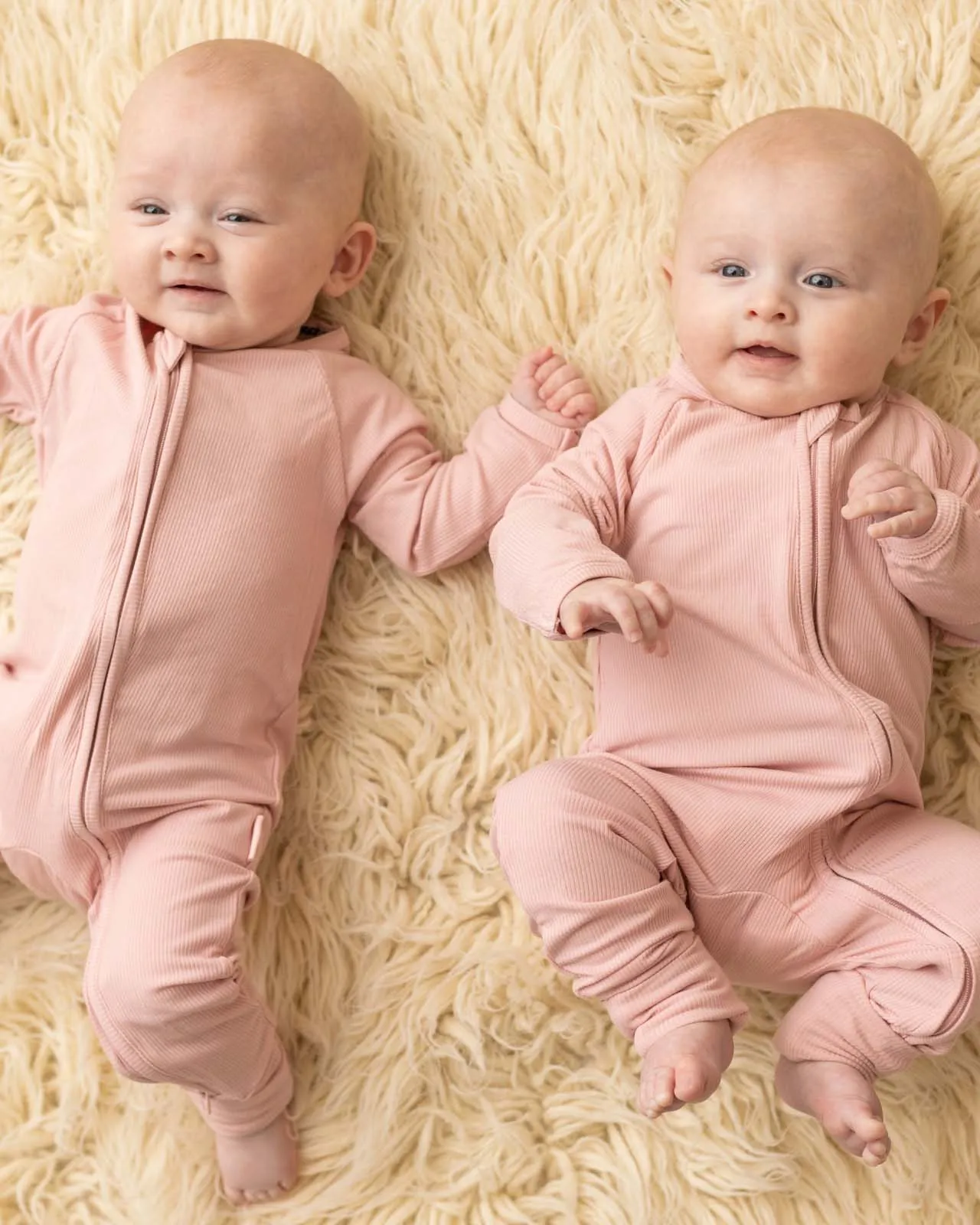 BABYGO® Dusty Pink Ribbed Zip Sleepsuit