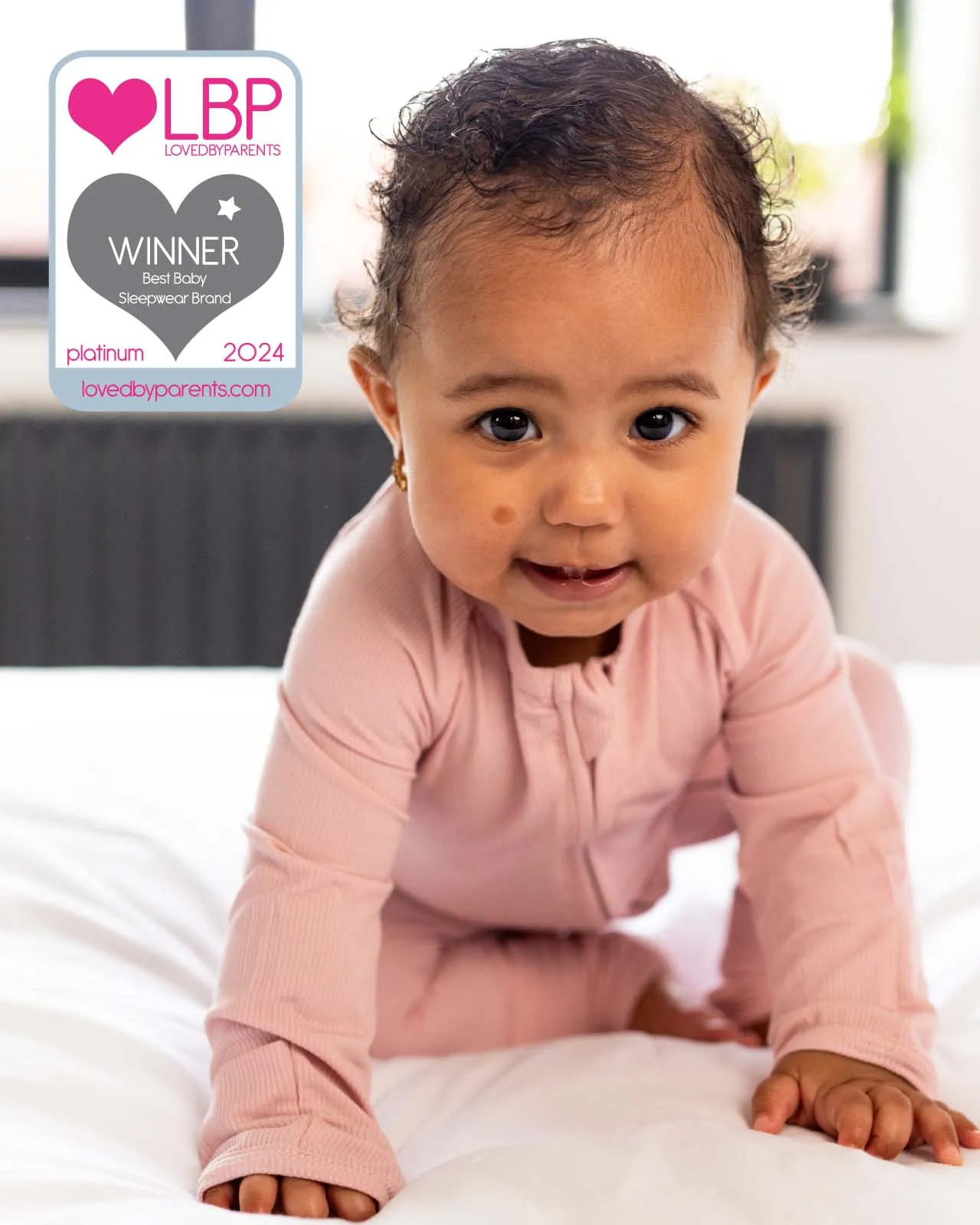 BABYGO® Dusty Pink Ribbed Zip Sleepsuit