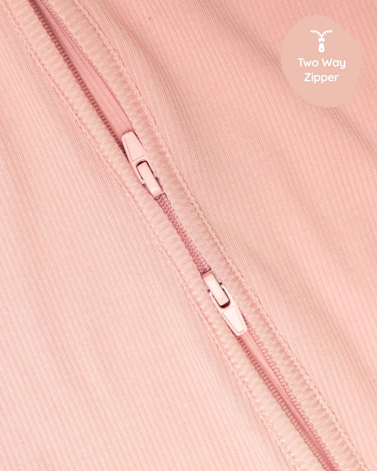 BABYGO® Dusty Pink Ribbed Zip Sleepsuit