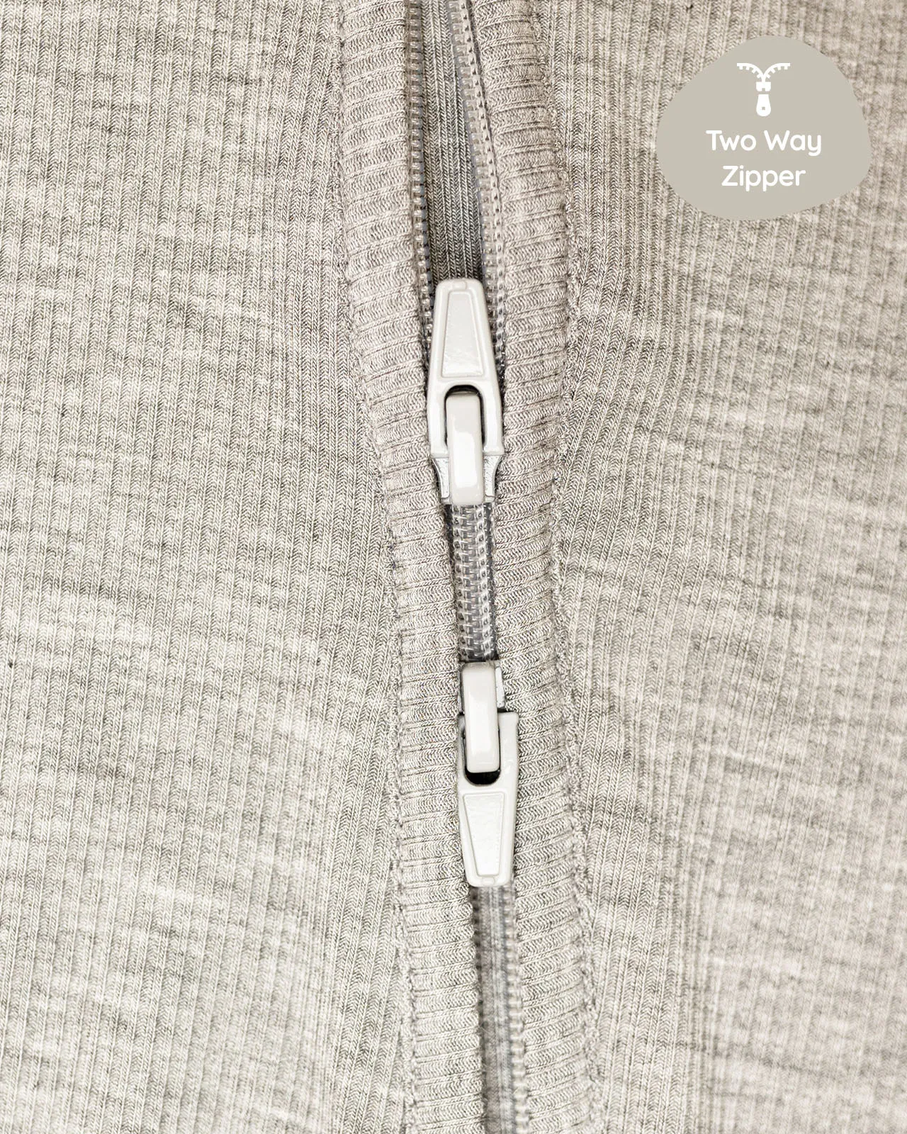 BABYGO® Grey Ribbed Zip Sleepsuit