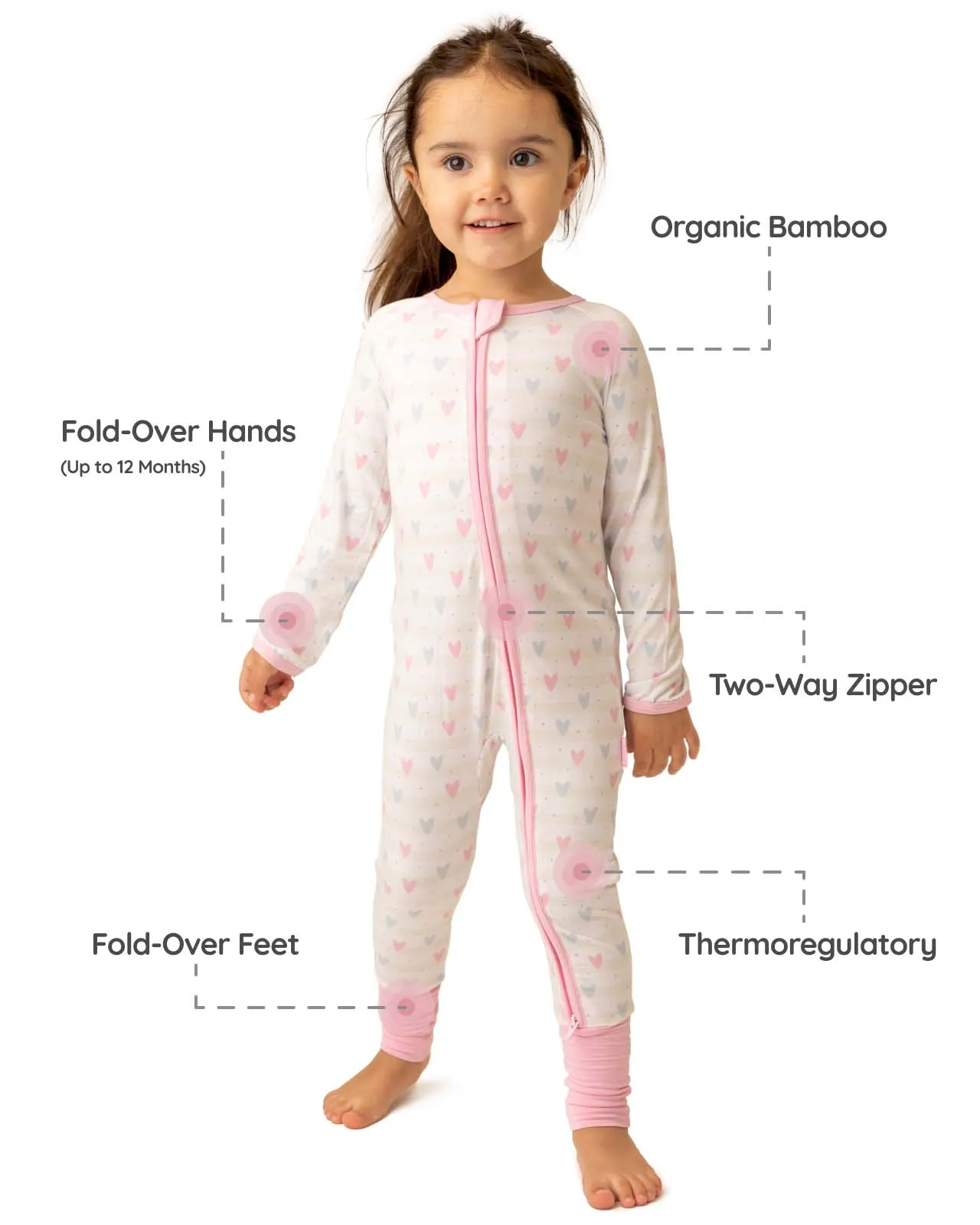 BABYGO® Heart Zip Sleepsuit