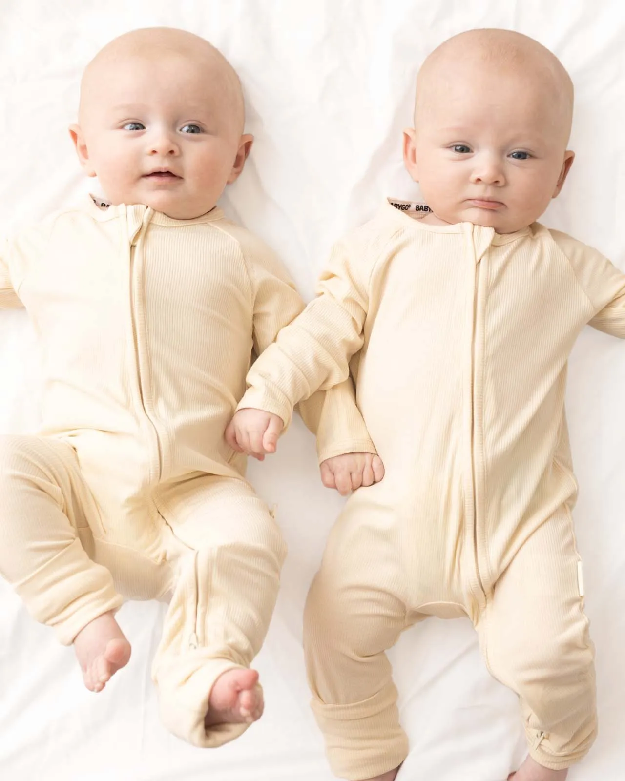 BABYGO® Ivory Ribbed Zip Sleepsuit