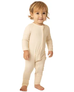 BABYGO® Ivory Ribbed Zip Sleepsuit