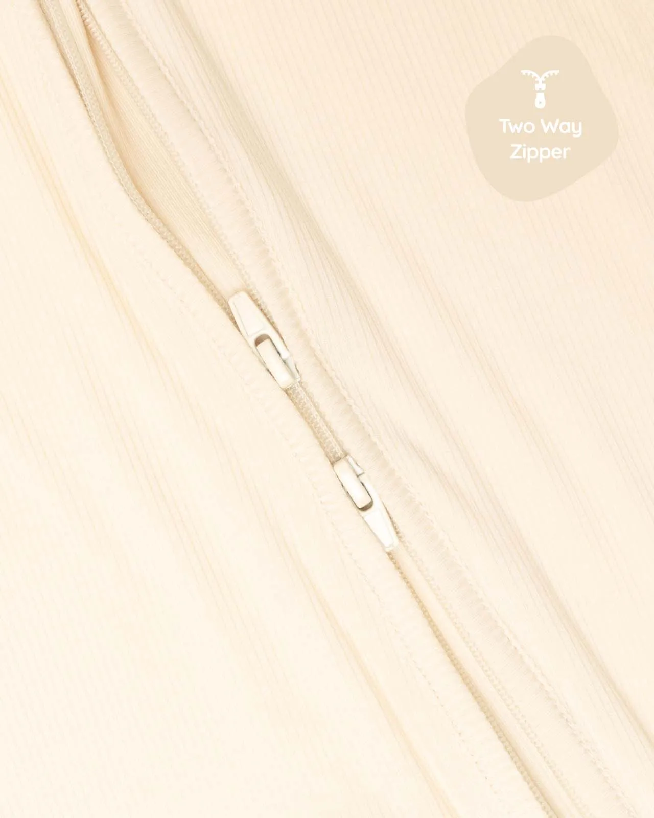 BABYGO® Ivory Ribbed Zip Sleepsuit