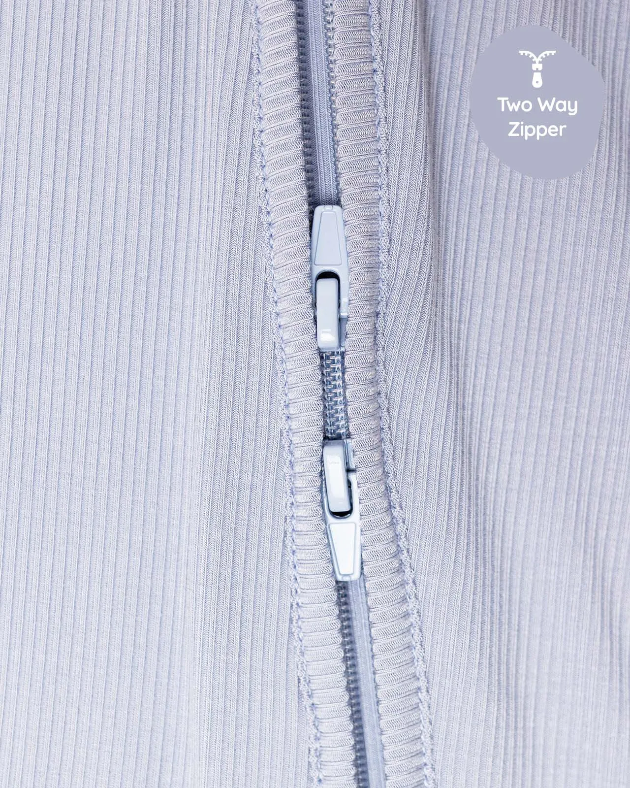 BABYGO® Slate Blue Ribbed Zip Sleepsuit
