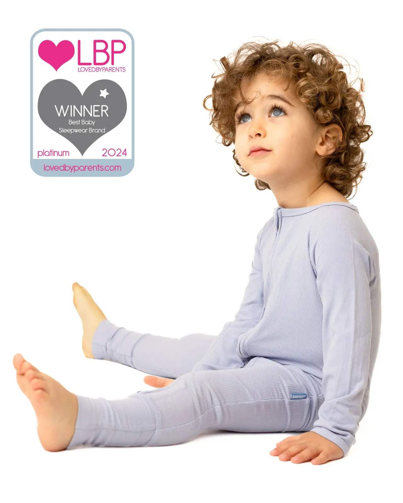 BABYGO® Slate Blue Ribbed Zip Sleepsuit