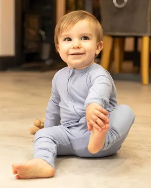 BABYGO® Slate Blue Ribbed Zip Sleepsuit