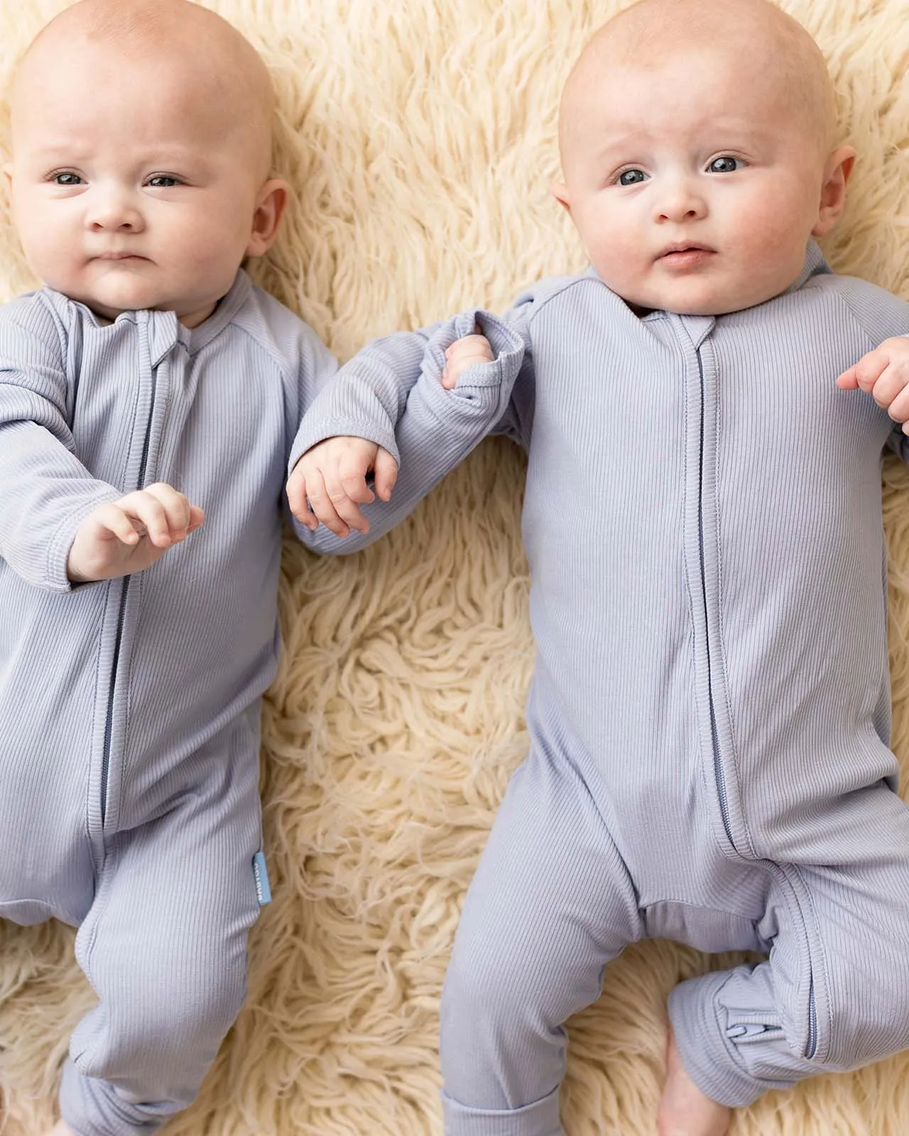 BABYGO® Slate Blue Ribbed Zip Sleepsuit