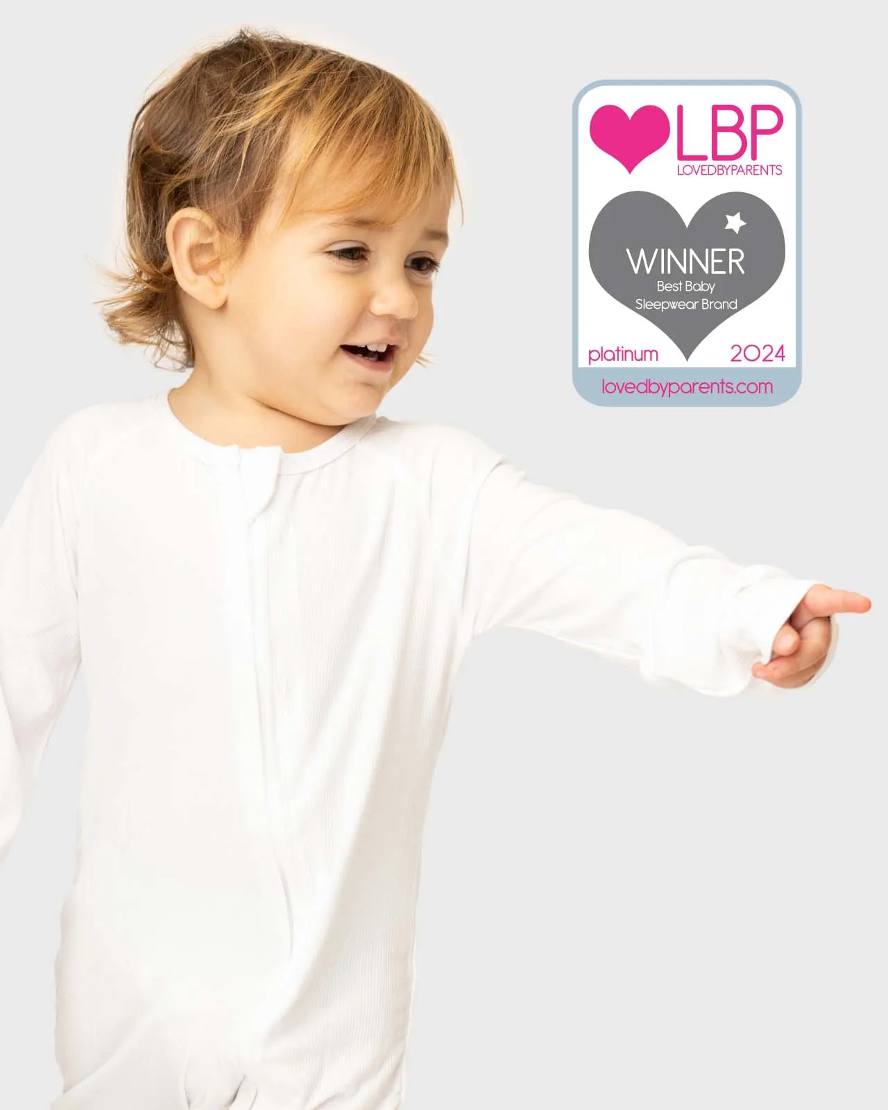 BABYGO® White Ribbed Zip Sleepsuit