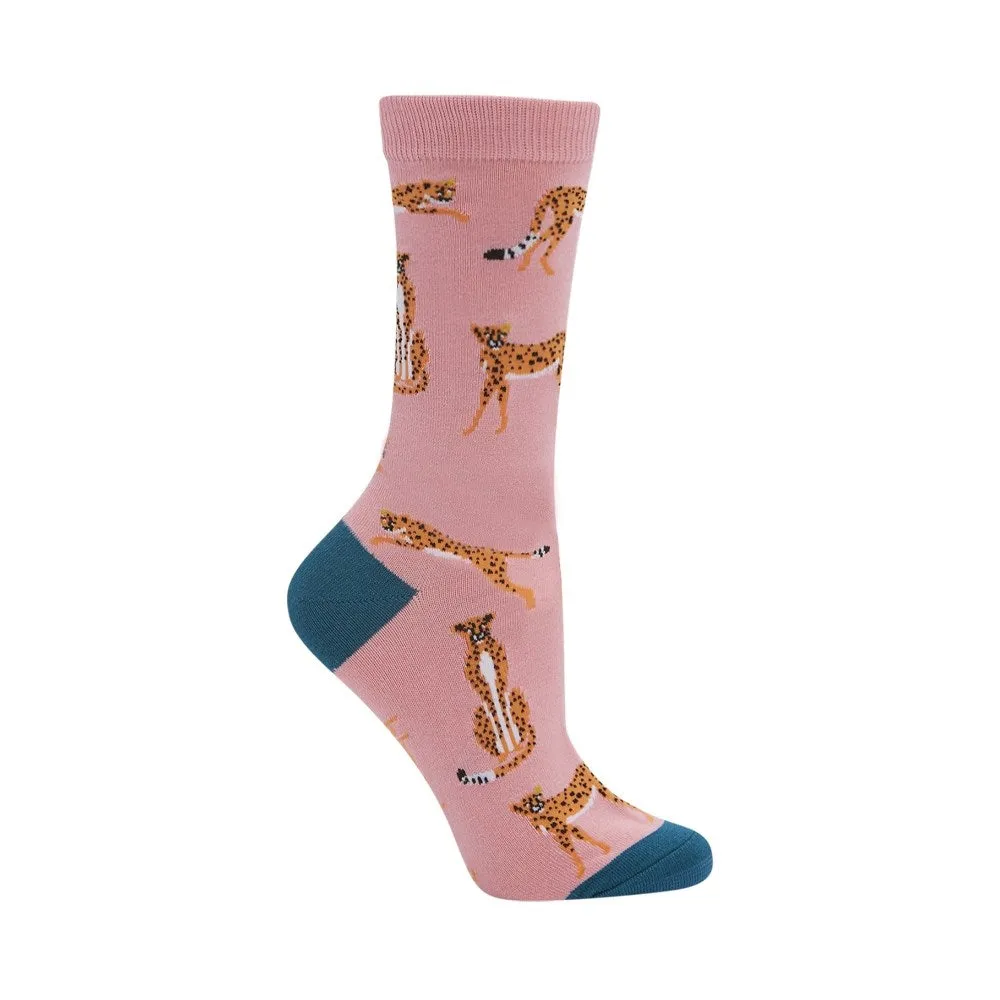 Bamboozld: Womens Cheetara Pink Bamboo Sock