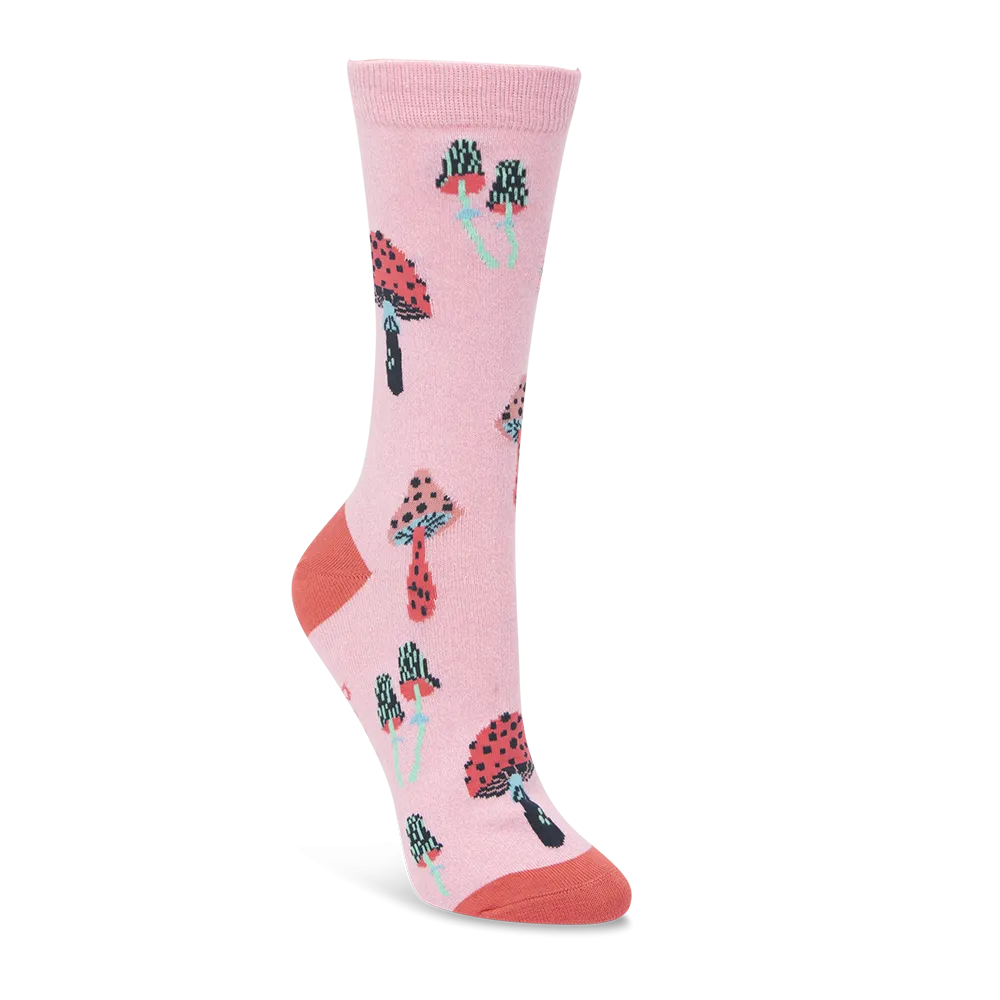 Bamboozld: Womens Enchanted Mushrooms Pink Marle Bamboo Sock