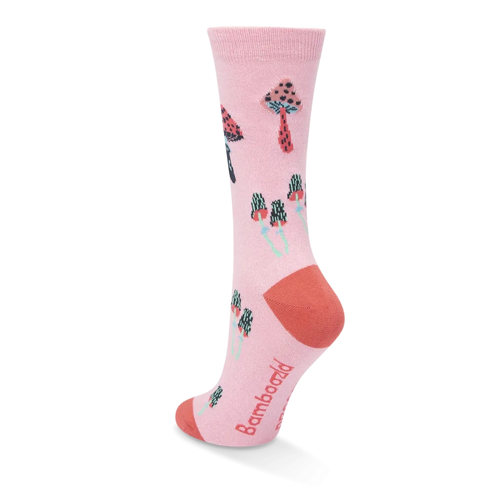 Bamboozld: Womens Enchanted Mushrooms Pink Marle Bamboo Sock