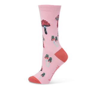 Bamboozld: Womens Enchanted Mushrooms Pink Marle Bamboo Sock