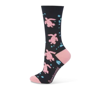 Bamboozld: Womens Sea Turtle Navy Bamboo Sock