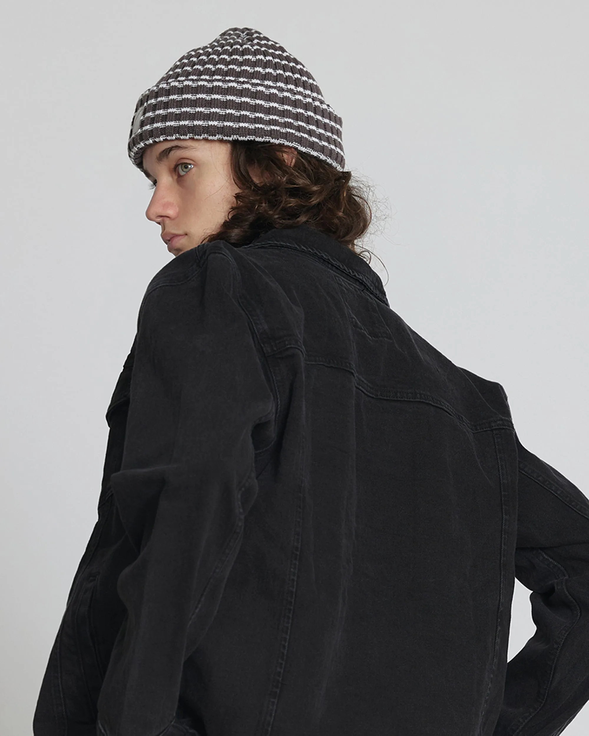 BEANIE / PIN STRIPE / CHARCOAL