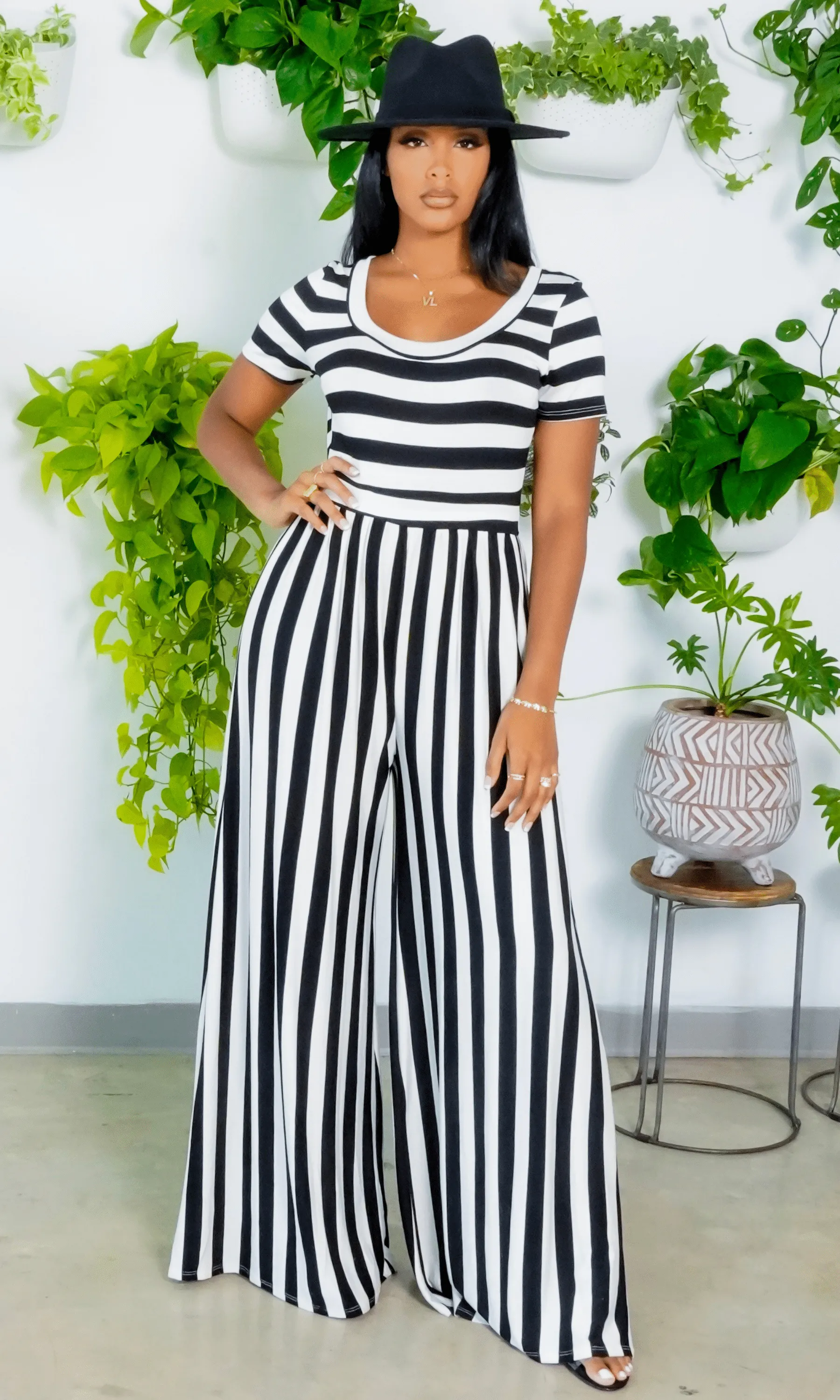 Beauty Short Sleeve l Striped Jumpsuit