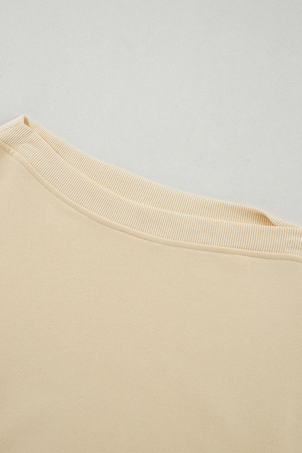 Beige Buttoned Sleeve Dropped Shoulder Sweatshirt