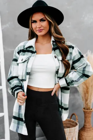 Big City Dreams Wool Plaid Shacket (Sage)