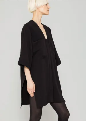 BLOUSE - POCKETS V-COLLAR - HEAVY DRAPING black