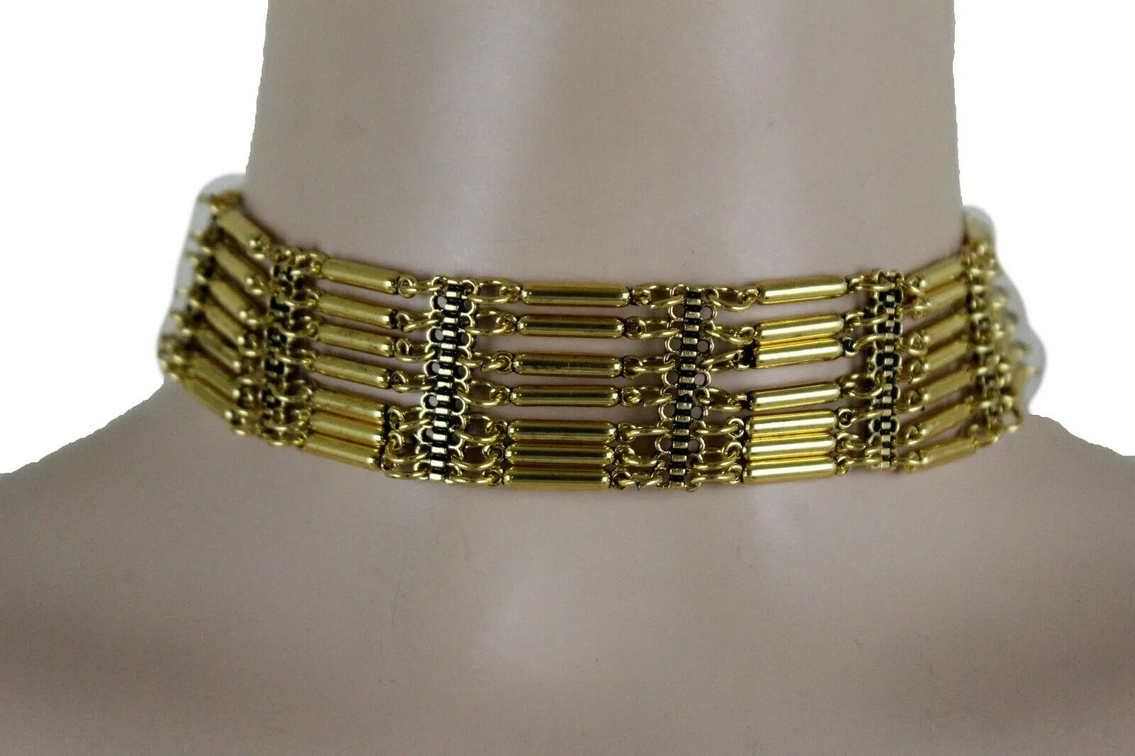Bohemian Gold Metal Choker Necklace   Earrings Jewelry