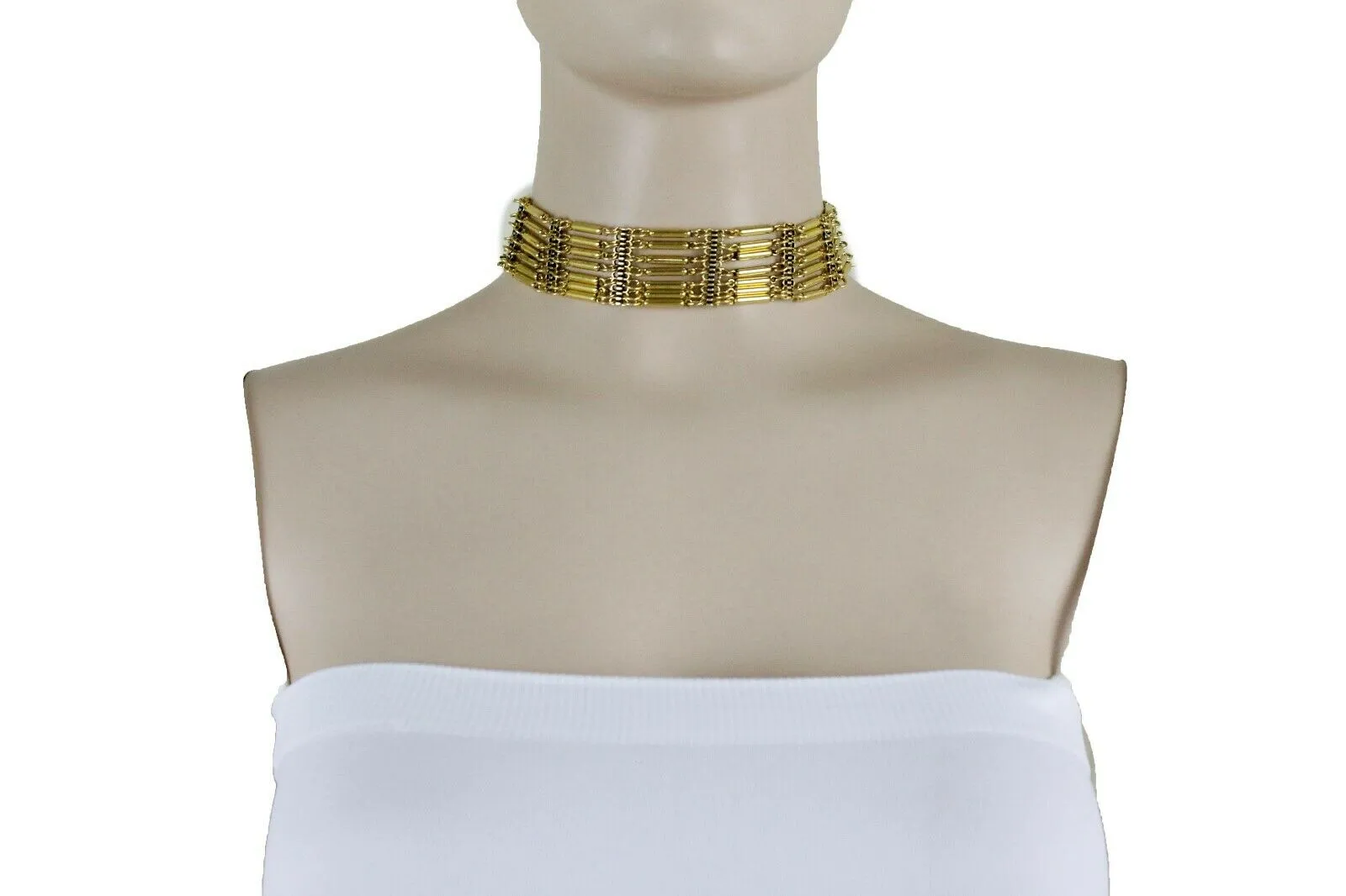Bohemian Gold Metal Choker Necklace   Earrings Jewelry