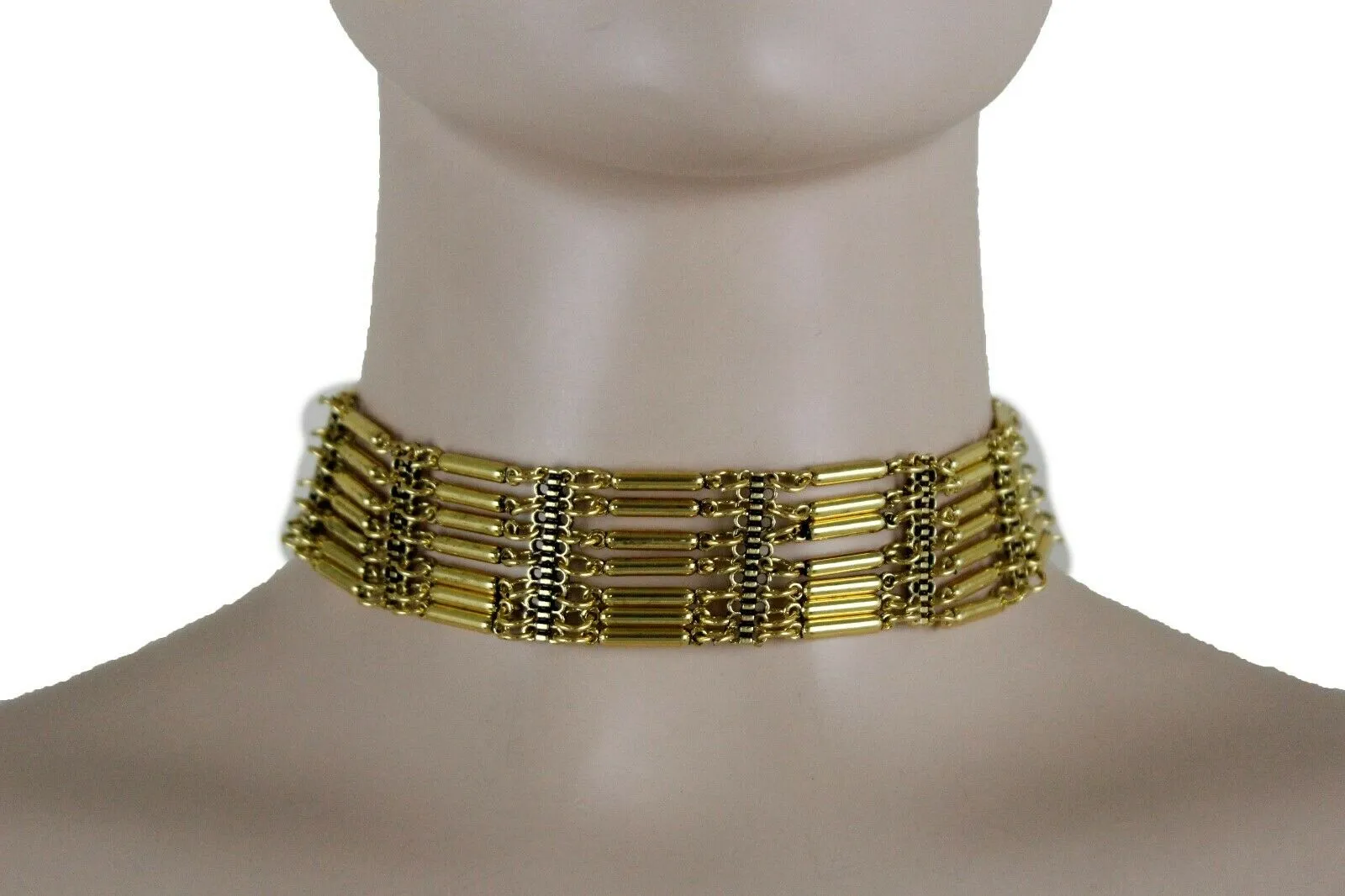Bohemian Gold Metal Choker Necklace   Earrings Jewelry