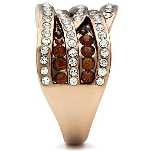 Brass Ring Top GRD Crystal Smoked Quartz GL217 for Women Style Rose