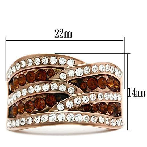 Brass Ring Top GRD Crystal Smoked Quartz GL217 for Women Style Rose