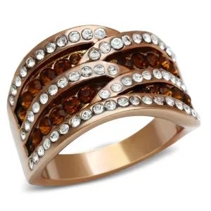 Brass Ring Top GRD Crystal Smoked Quartz GL217 for Women Style Rose