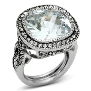 Brass Ring with AAA Grade CZ in Clear for Women Style LO2437