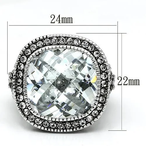 Brass Ring with AAA Grade CZ in Clear for Women Style LO2437