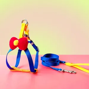 Cartoon Bowtie Harness Walk Kit with Leash for Dogs and Cats