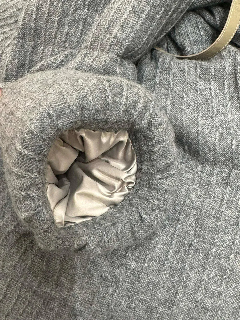 Cashmere Knitted Lambskin Collar Thick Goose Down Jacket