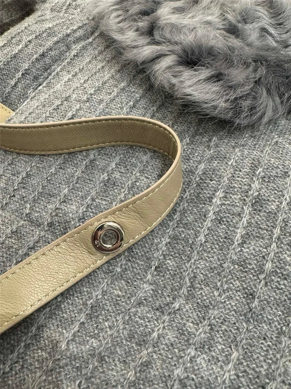 Cashmere Knitted Lambskin Collar Thick Goose Down Jacket