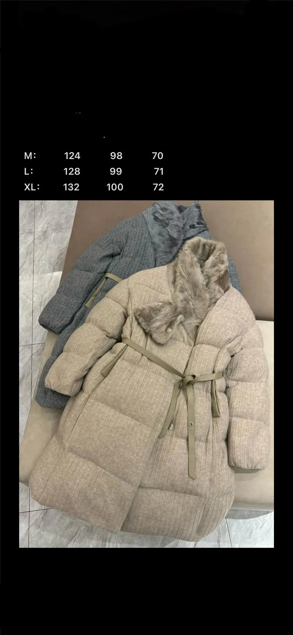Cashmere Knitted Lambskin Collar Thick Goose Down Jacket