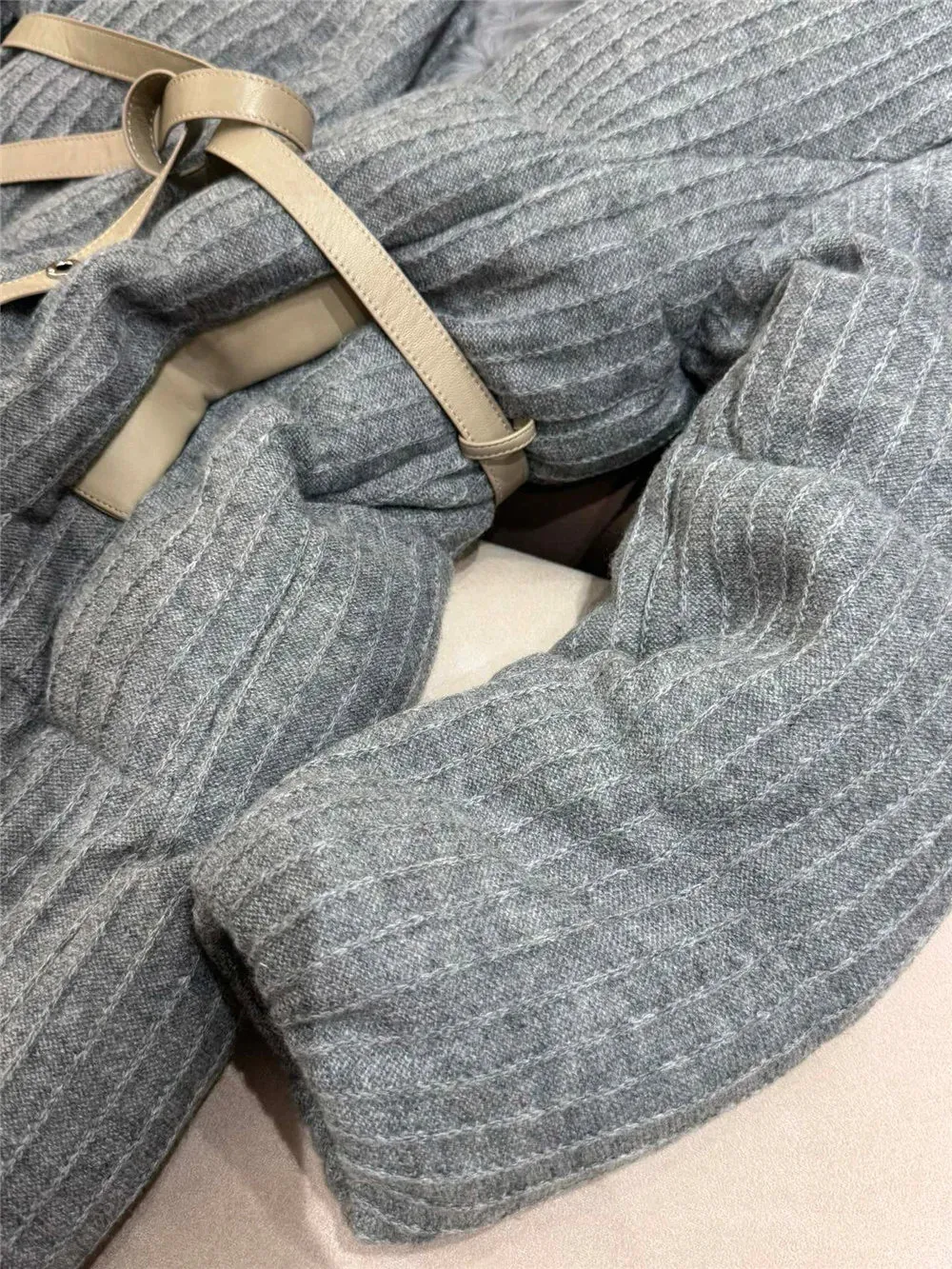 Cashmere Knitted Lambskin Collar Thick Goose Down Jacket