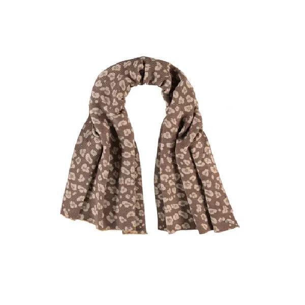 Cashmink Pleated Leopard Print Scarf