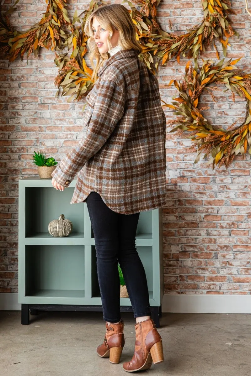 Coffee Plaid flannel jacket * on sale *