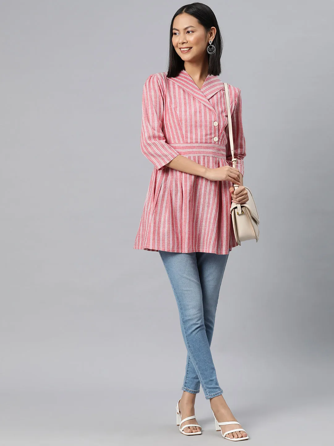 Cottinfab Striped Cotton Longline Top