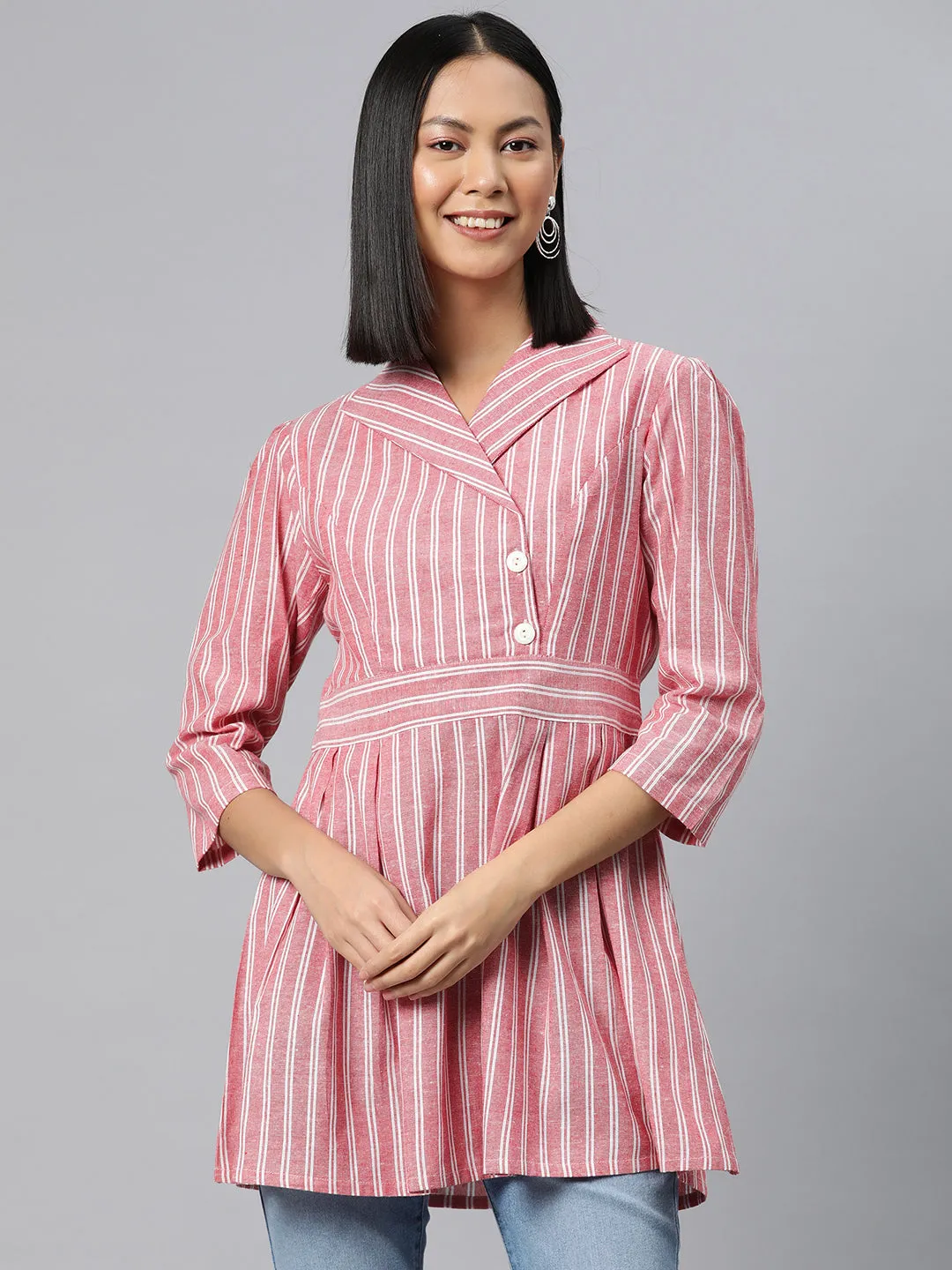 Cottinfab Striped Cotton Longline Top