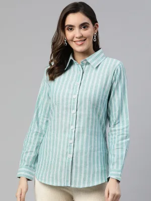 Cottinfab Striped Opaque Cotton Casual Shirt