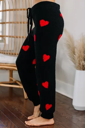 Cozy Love Black Heart Joggers